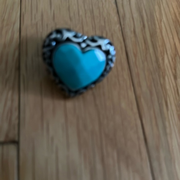 Fashion Heart Turquoise silver-plated Stretch Ring and matching necklace. - Picture 2 of 5